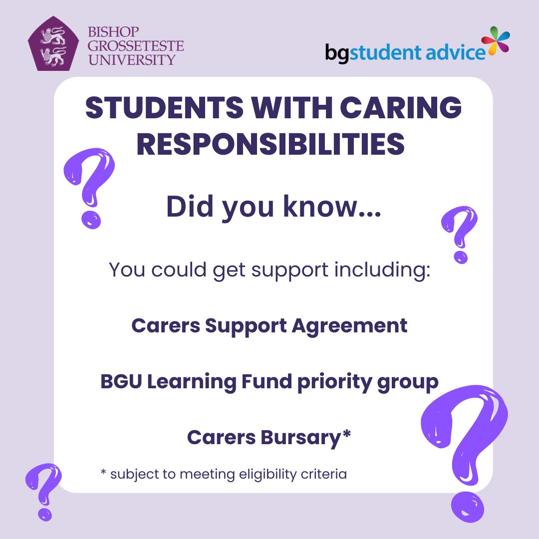 Are you coming to study with us in September and have caring responsibilities? Support is available -declare this to us and we can look at support for your studies.

Want to talk about your specific circumstances with an adviser? We're here to help. Contact us today!