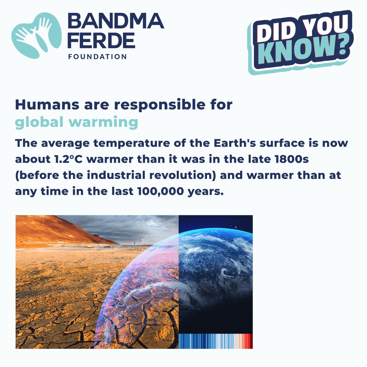 𝐃𝐢𝐝 𝐘𝐨𝐮 𝐊𝐧𝐨𝐰? Humans are responsible for global warming. For more information visit the link: linktr.ee/Bandmaferdefou… #Bandmaferdefoundation #Bandmaferde #NGOIndia #nonprofitorganizatonindelhi #factsmatter #india #didyouknow #didyouknowfacts #globalwarming