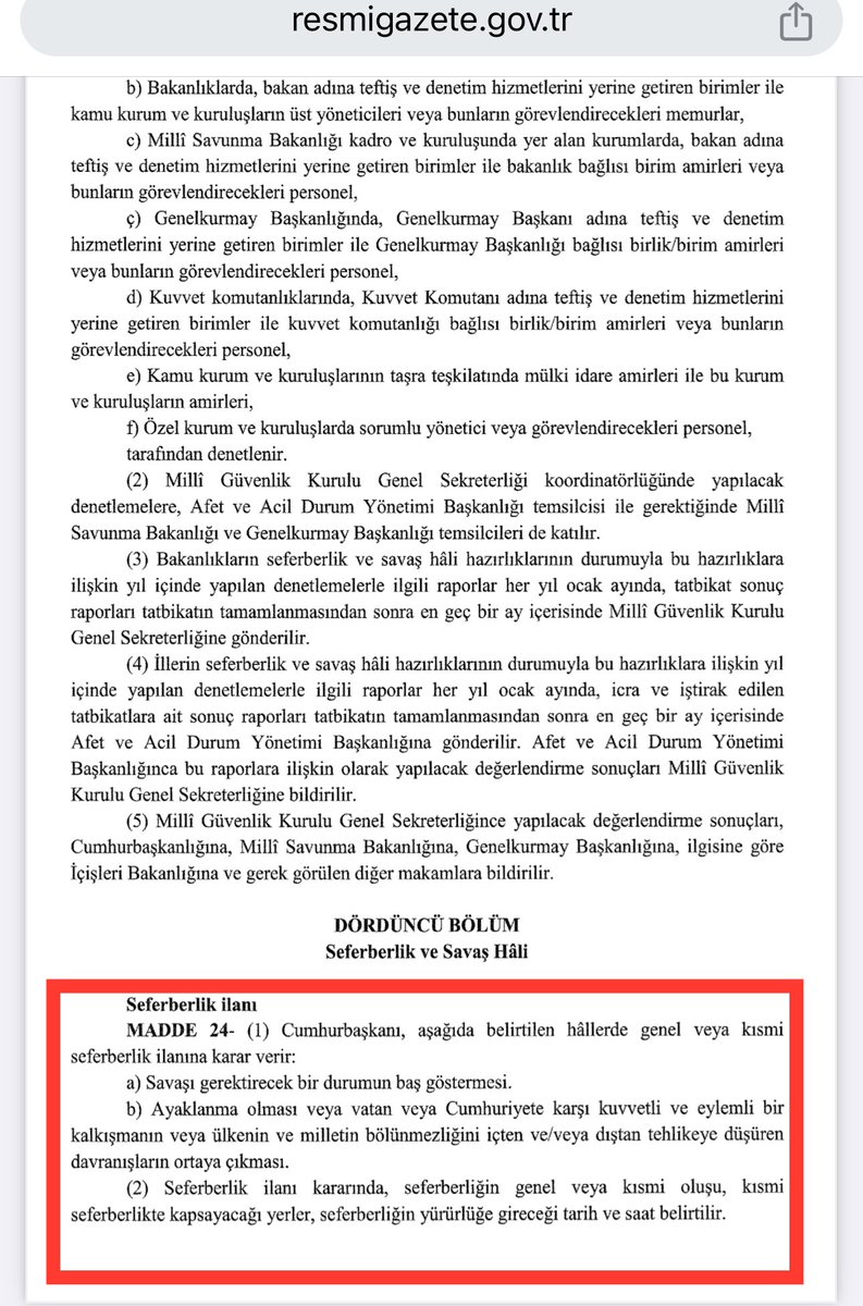 @SerpilOzkan99 Seferberlik ilan etme yetkisi, Bakanlar Kurulu'ndan alınıp Cumhurbaşkanlığı'na geçti. Muhalifler düşman sayılabilecek! Üstelik Cumhurbaşkanı tek başına bu duruma karar verip, seferberlik ve savaş hali ilan edebilecek.