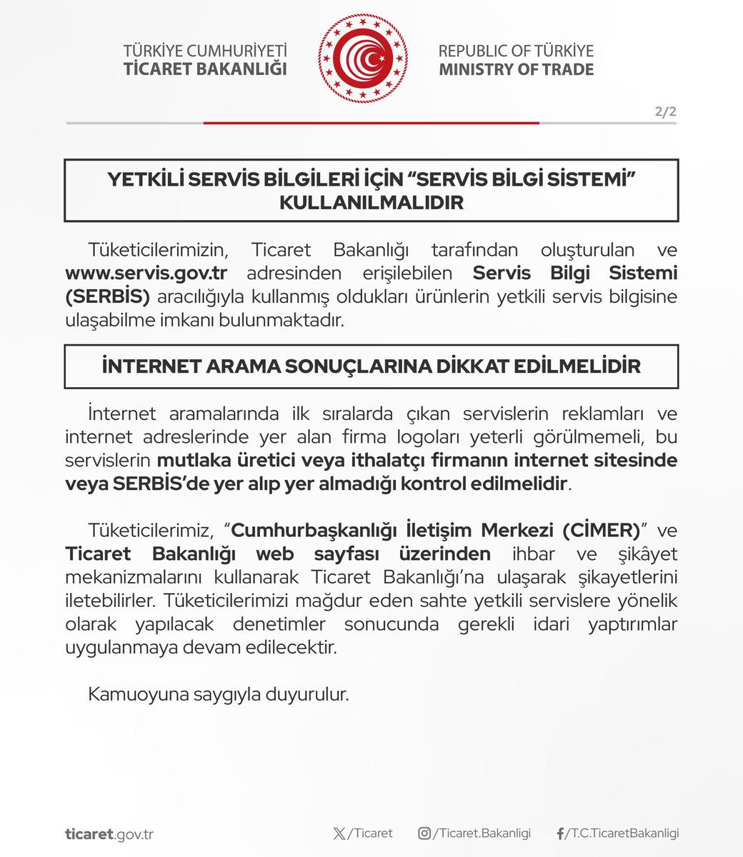 ticaret's tweet photo. Ticaret Bakanlığı Tarafından Sahte Yetkili Servislere 15 Milyon TL İdari Para Cezası Uygulandı 

(22.05.2024) https://t.co/hPscMaX0Cq