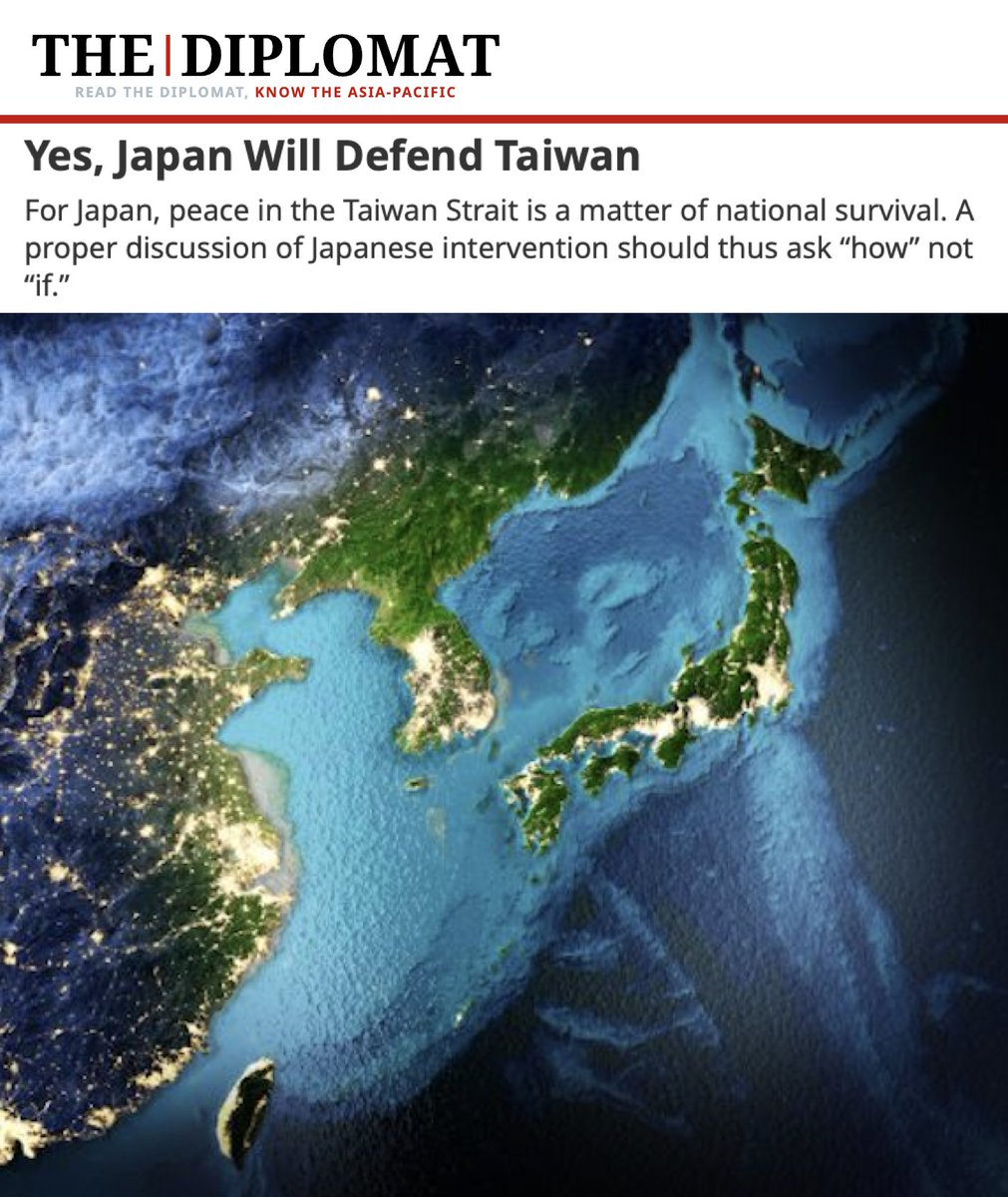 Yes, #Japan Will Defend #Taiwan

For Japan, peace in the Taiwan Strait is a matter of national survival. A proper discussion of Japanese intervention should thus ask “how” not “if.”

Japan will defend Taiwan because doing so is integral to its national security. The proper