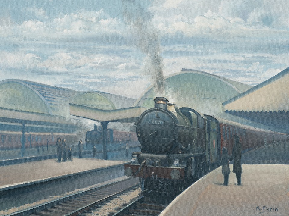 Castle Class at Paddington Oil on Canvas. 16' x 12' Prints, cards etc of this painting are available on the website-redbubble.com/i/art-print/Ca…