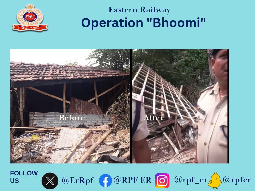 'We serve and Protect. ' RPF dismantled 01 number soft structure at Kankinara Railway Station with arrest of 01 person. #OperationBhoomi @RPF_INDIA @RailMinIndia @EasternRailway