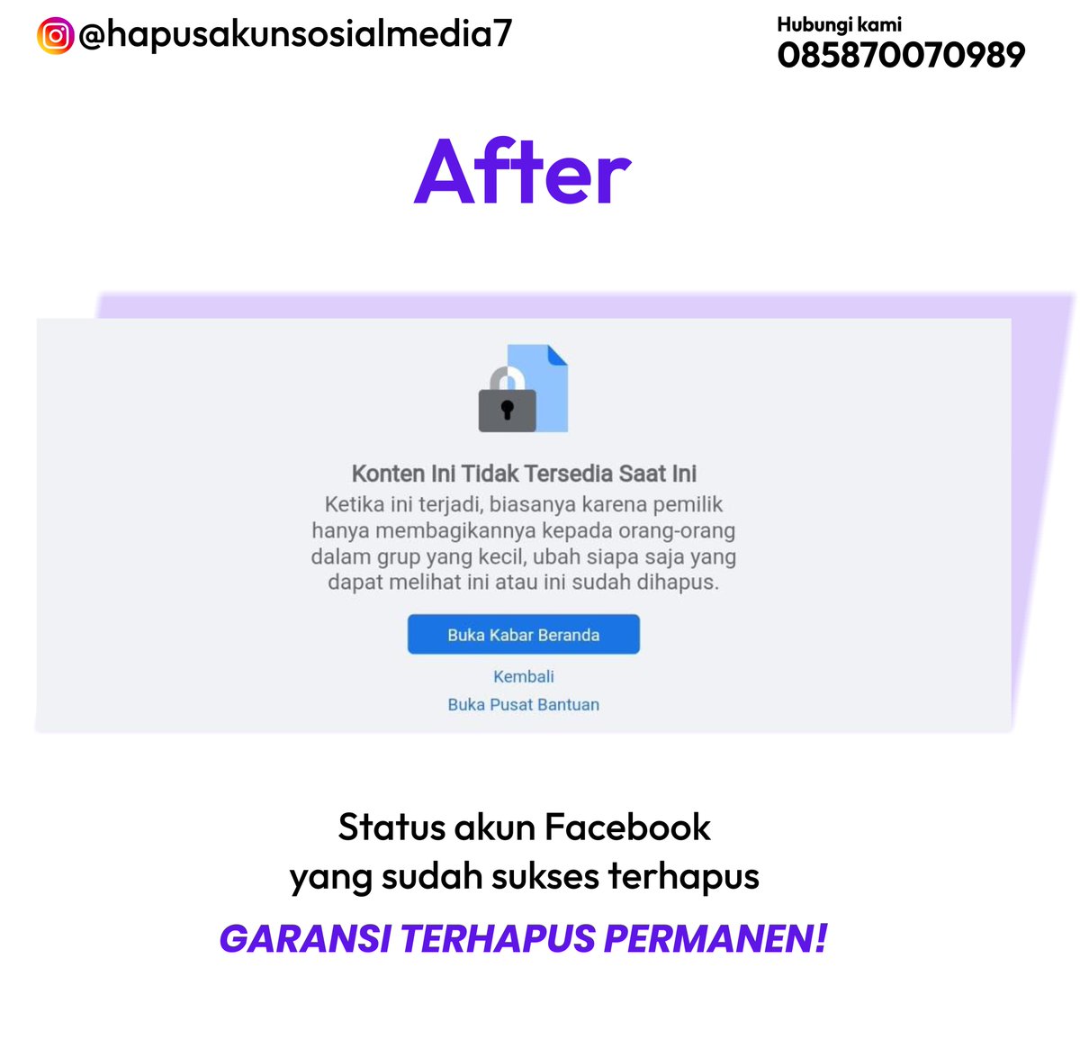 pedotsrp's tweet photo. Jasa hapus akun Sosial Media, Terpercaya.
Garansi Hapus Permanen
Hub. Wa : 085870070989
#JasaHapusAkun #PrivasiTerjamin #HapusAkunSosialMedia #hapusakunmedsos #hapusakuninstagram #hapusakunpermanent #hapusakunmurah #hapusakunfacebooklama #hapusakuntwitter #hapusakuntiktok #hapus https://t.co/FUq3aoCBia