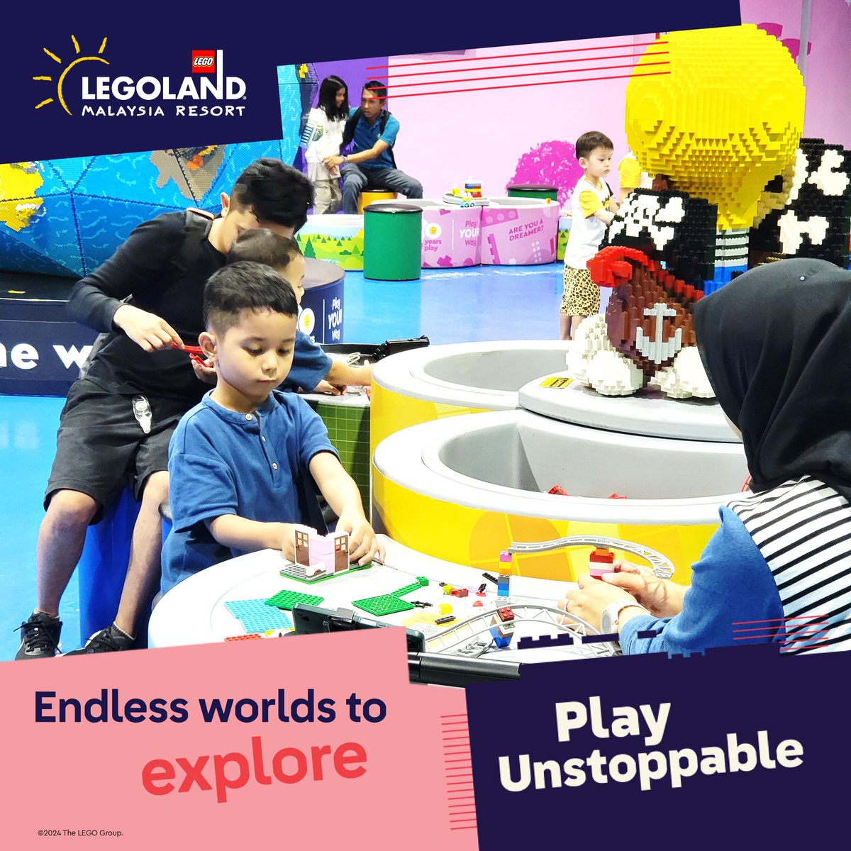 LEGOLAND_MY's tweet image. Let's take the Creative Challenge with Play Unstoppable! With countless worlds to discover, you won't want to miss out on a day filled with unstoppable fun and creativity at LEGOLAND Malaysia Resort. 
Explore: legoland.com.my/explore/shows-… 
#PlayUnstoppable #LLMR #Imaginations.