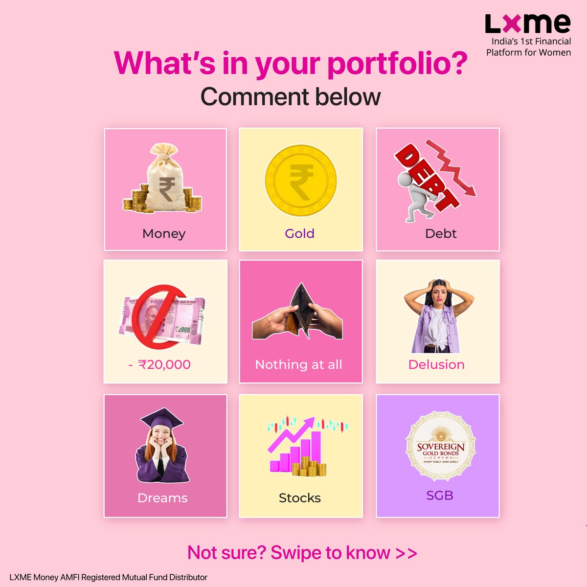 LXMEofficial's tweet image. How’s your portfolio looking? Tell us below👇
Click on link to get your personal financial plan.💰
lxme.onelink.me/95JV/Investmen…

#LXME #FSQ #FinancialSecurityQuiz #NewLaunch #quiz #quiztime #financialquiz #personalfinance #financialfreedom