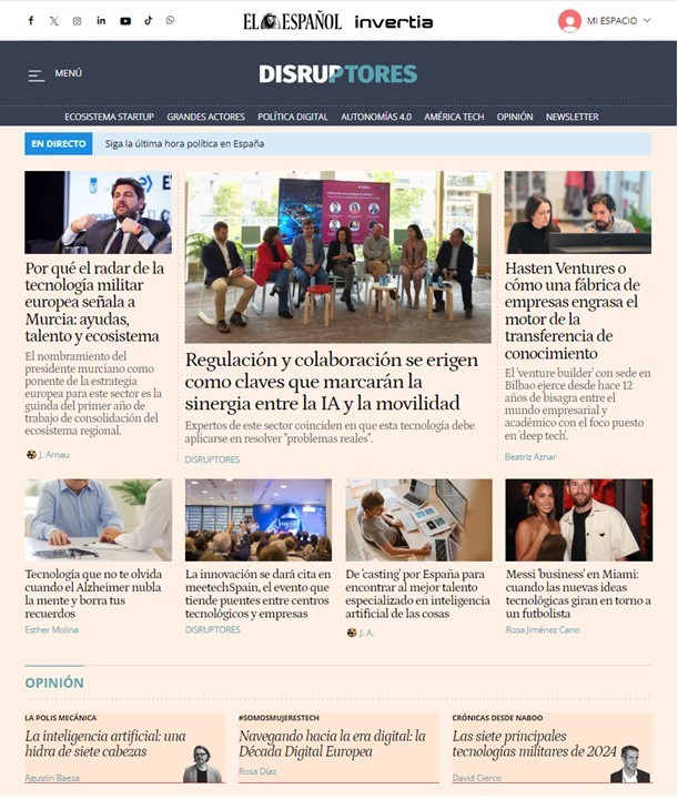 📰 ¡Buenos días! Nuestra portada:
➡️ i.mtr.cool/janidywxeg

 🚚 Regulación, formación y colaboración para aterrizar la IA en la #movilidad
📎 i.mtr.cool/idaucwpupe

🚁 El radar de la tecnología militar europea señala a #Murcia
📎 i.mtr.cool/bhphmjdmdj
✍️ <a href="/Javarnau/">Javier Arnau Palmer</a>