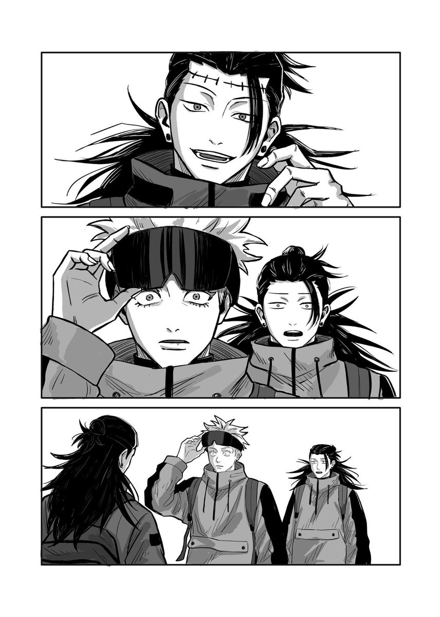 五夏+羂　新刊サンプル
「FUN CAMPING！」A5.32P

五夏のキャンプに勝手に着いてきて勝手に不快になる羂ちゃんのお話です。微妙に羂夏もある
1月の新刊なので今のところ通販のみになっております、よろしくお願いします🧠

pixiv→ pixiv.net/artworks/11894…
通販→ ecs.toranoana.jp/joshi/ec/item/…

☟続き