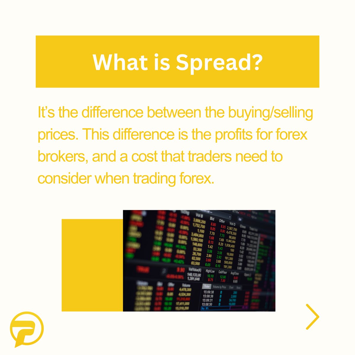 PT_FinTechen's tweet photo. The Key of Your Trading Cost – Spreads

As a trader, you must know what kind of spreads you use. It helps you decide how you’re going to trade.

#PT_Fintech #寶泰 #education #basicknowledge #教学 #交易基础知识 #固定点差 #浮动点差 #交叉点差 #交易成本 #fixedspread #floatingspread #crossspread #cost #MT4 #forex #外汇交易 #外汇基础