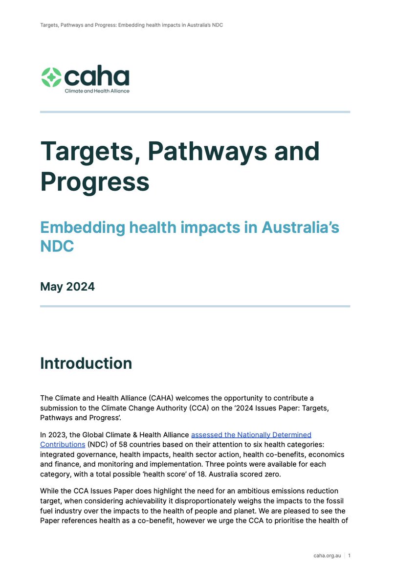Now on our website — CAHA's submission to the '2024 Issues Paper: Targets, Pathways and Progress' Consultation 👇👇 #ClimateHealth assets.nationbuilder.com/caha/pages/330…