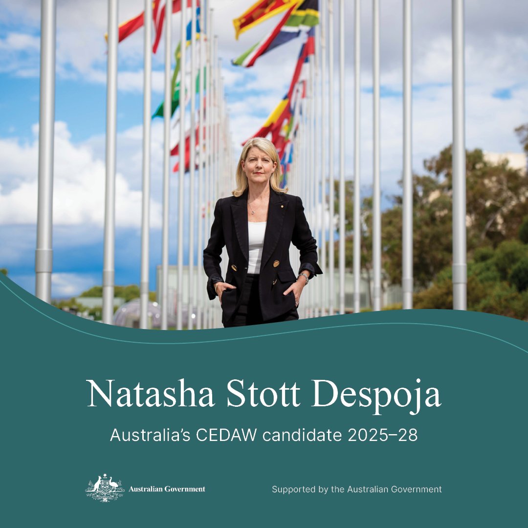 AuHCSouthAfrica's tweet photo. Australia’s candidate for the @UN Committee on the Elimination of Discrimination against Women - Natasha Stott Despoja - has longstanding connections with Africa through her work as 🇦🇺 Senator, Election Observer and as Ambassador for Women &amp; Girls. https://t.co/d1dJgqQiMx