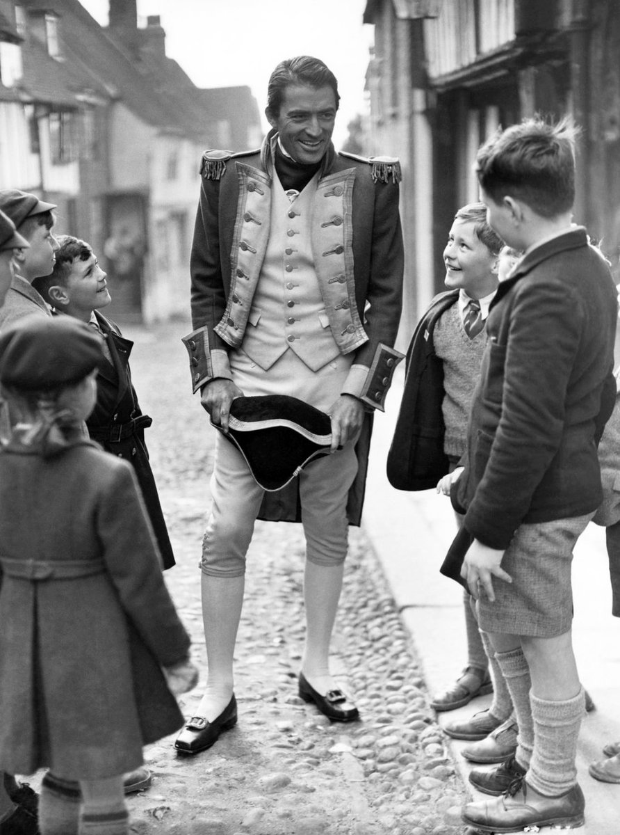 Gregory Peck photographed by Norman Parkinson while filming Captain Horatio Hornblower in England, British Vogue, June 1950.