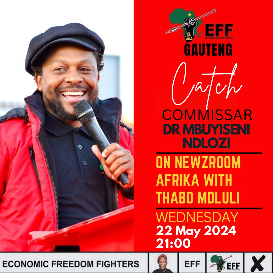 🚨Happening Today🚨 Tonight at exactly 9PM, on @Newzroom405, Dr @MbuyiseniNdlozi will be in conversation with Thabo Mdluli. You do not want to miss it.