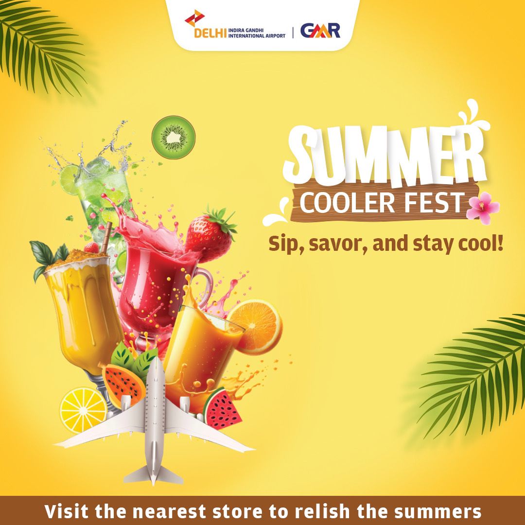 Beat the heat at #DelhiAirport, as we are celebrating the #SummerCoolerFest! Enjoy refreshing beverages to cool down and charge up during your journey. Visit your nearest outlet at the airport to experience. 🌞🍹✈️

#DELairport