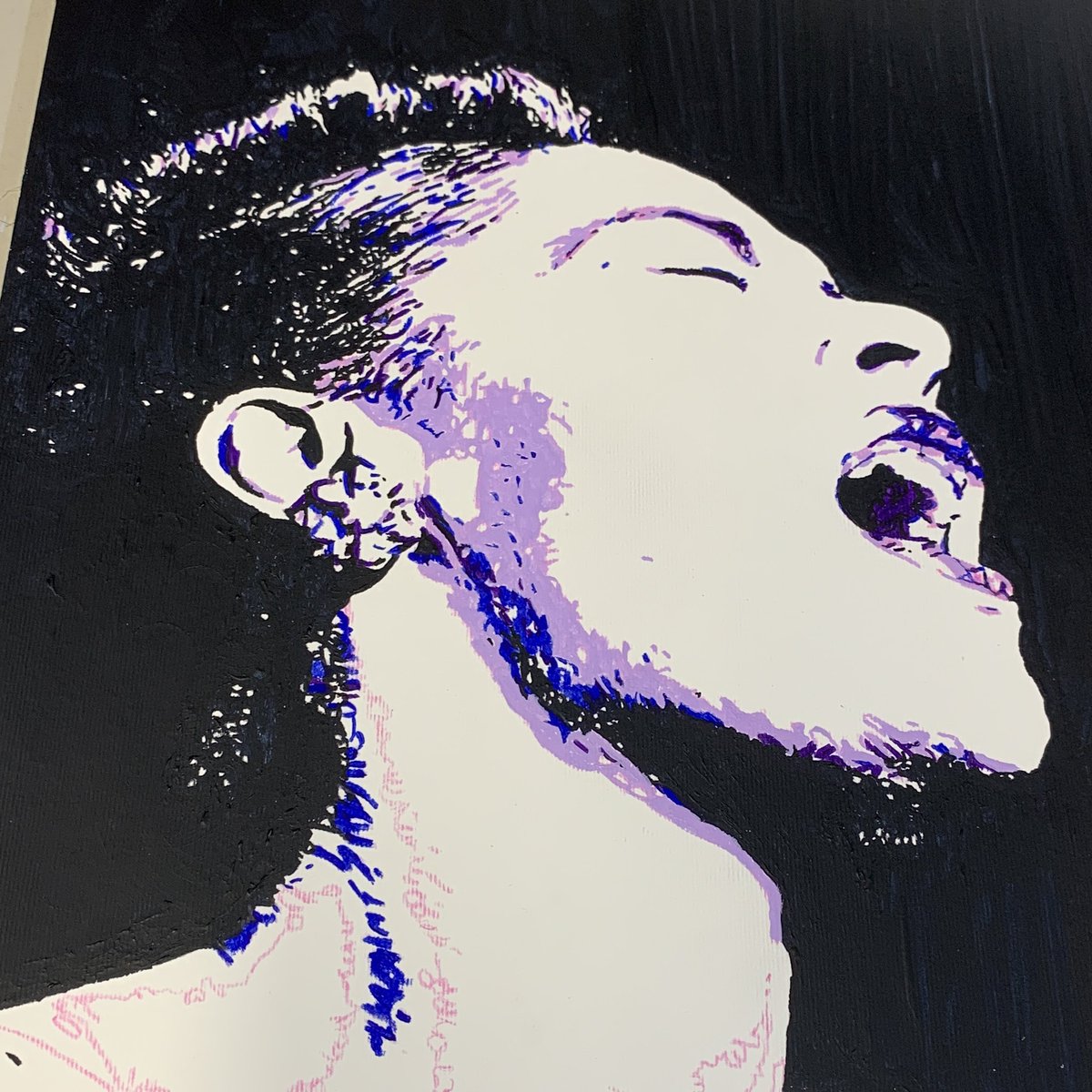 #WIP Wednesday - a bit more progress on this #portrait of #BillieHoliday #music #jazz #art #colourblind #colorblind