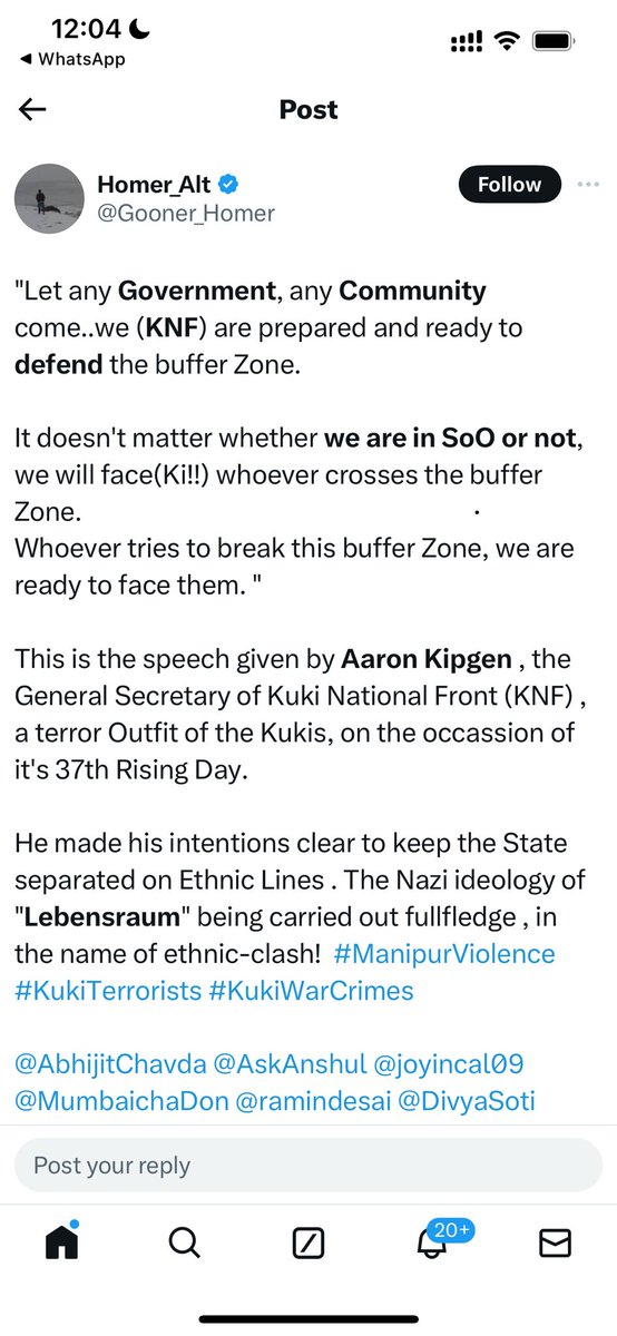 Selective and vindictive translation. All he’s saying is anyone, be it any community’s militia, government or underground groups from Burma, crossing the buffer zones maintained by the central forces to kill our people will be repulsed. Govt there means the biased GoM, not GoI.