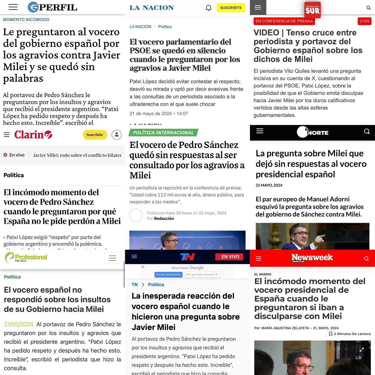 Hoy, toda la prensa MUNDIAL machaca al Gobierno por su actitud de censurar preguntas incómodas en la sala de prensa del Congreso. Hemos convertido en un clamor el veto del PSOE, ya están acorralados. Es un orgullo.