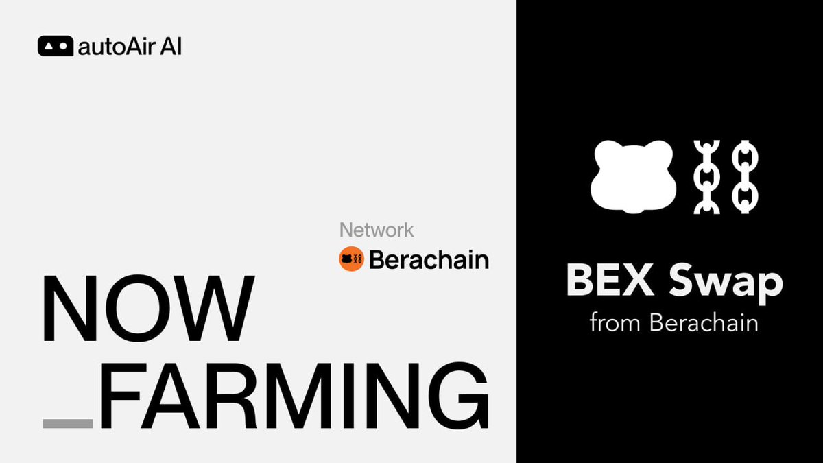 Announcing New Farming Strategy Retroactive farming strategies for #BEXSwap on @Berachain are now accessible via AutoAir Bot. Check out: t.me/AutoAirBot