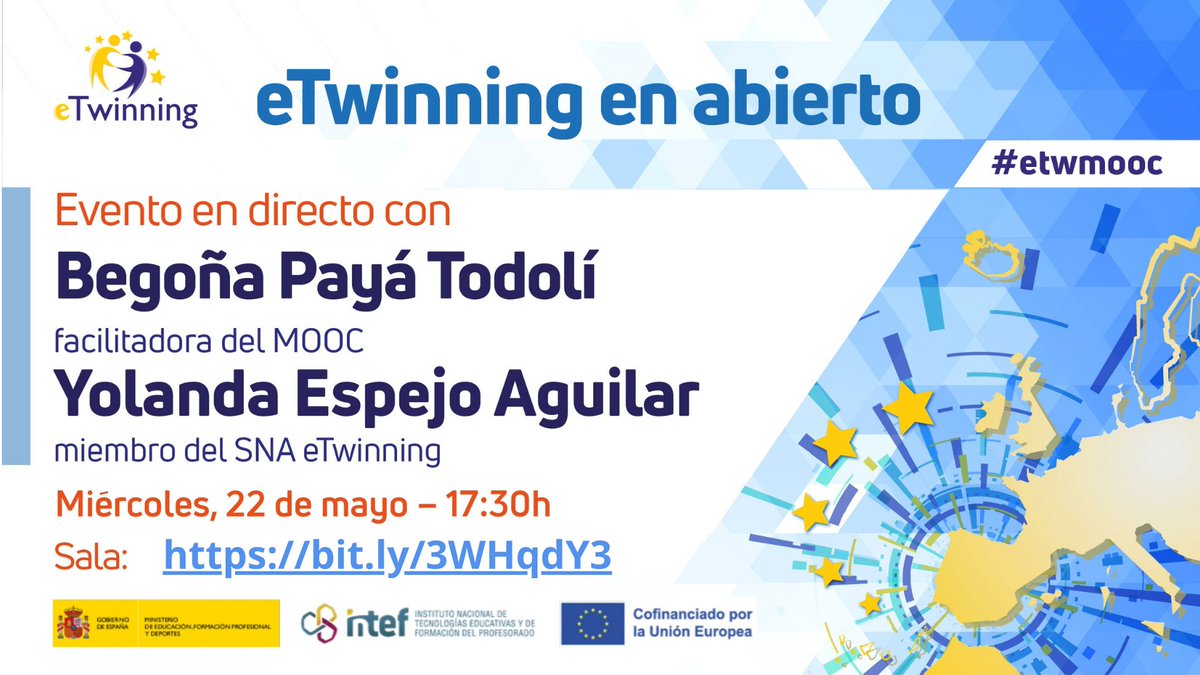 🔜Recuerda que esta tarde, a las 17:30h, tenemos un 𝐞𝐯𝐞𝐧𝐭𝐨 𝐞𝐧 𝐝𝐢𝐫𝐞𝐜𝐭𝐨 para compartir proyectos eTwinning, actividades colaborativas, reflexiones, dudas… ¡Te esperamos! #etwmooc 🔗Enlace al evento: bit.ly/3WHqdY3