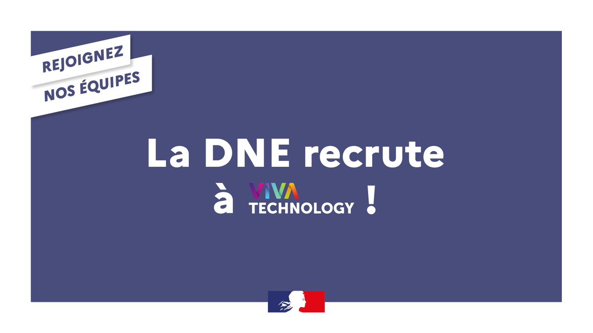 📢 La #DNE #recrute ! du 22 au 25 mai venez découvrir nos offres de postes avec le bureau RH d'@edu_num 🙌 📍hall 1 stand J59 #VivaTechnology De 9h00 à 18h00 À vos CV ! @vivatech