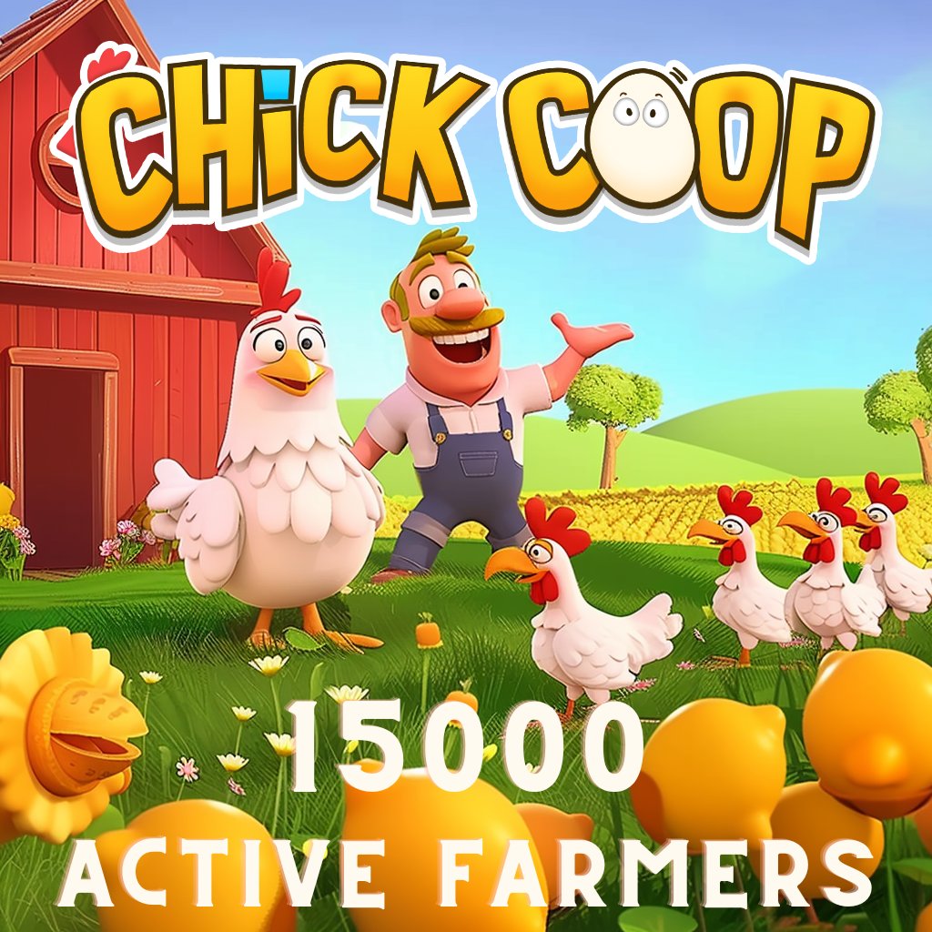 Hey Farmers,

We are excited to announce that Chick Coop has gained over 15,000 active farmers 👨‍🌾

There's no better time than now. Hatch your eggs, upgrade your farm value, and become a true farmer 🐣

You will get what you deserve! 🎁

Play 👉 t.me/chickcoopoffic…

#TON