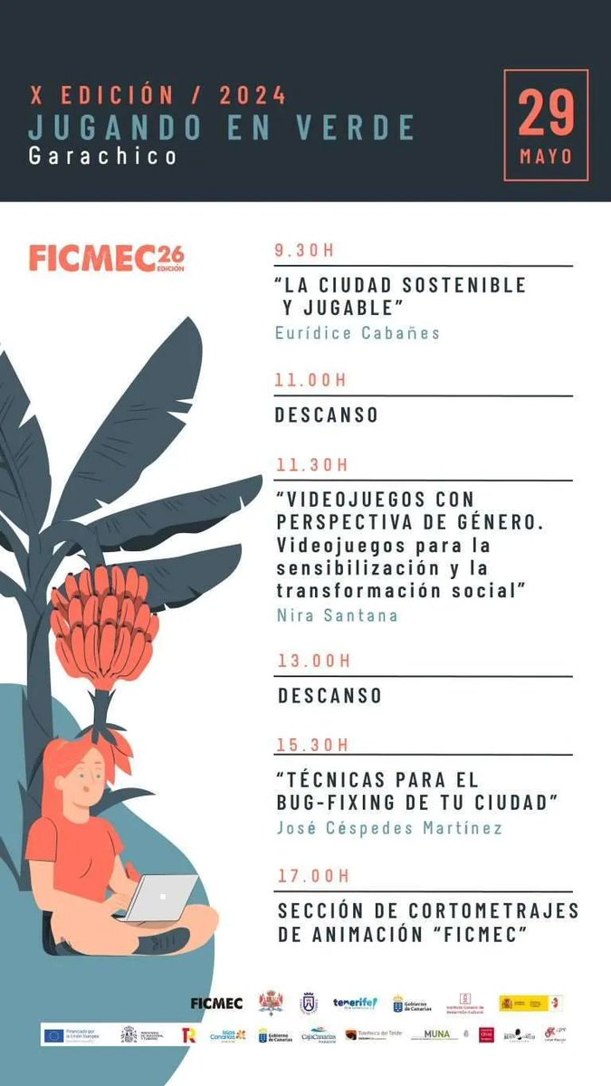 🌱X Jugando en verde

🗨️Jornadas sobre #animación y #videojuegos responsables

🗓️29/05/2024
🏛️Garachico (Tenerife)
📌Abierto al público

👥 Eurídice Cabañes (<a href="/euridicecm/">Eurídice Cabañes 🇵🇸🇨🇩</a>), Nira Santana (@NiraSantana1) y José Céspedes (<a href="/Jocamux/">jose (he/him)</a>)

🔴Info
arsgames.net/x-jugando-en-v…