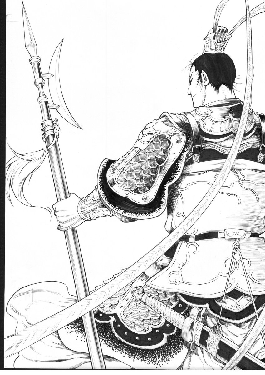 書類整理中に出てきた三国志絵。何で描いたやつかは忘れた。たぶん張遼、呂布、関羽かな。 