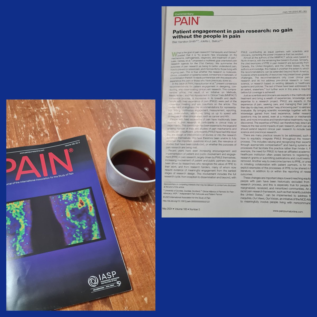 When @IASPpain arrives and the first piece is by the wonderful Joletta Belton and Blair Hamilton Smith on patient engagement in research .... you know you're going to have a good day! L x