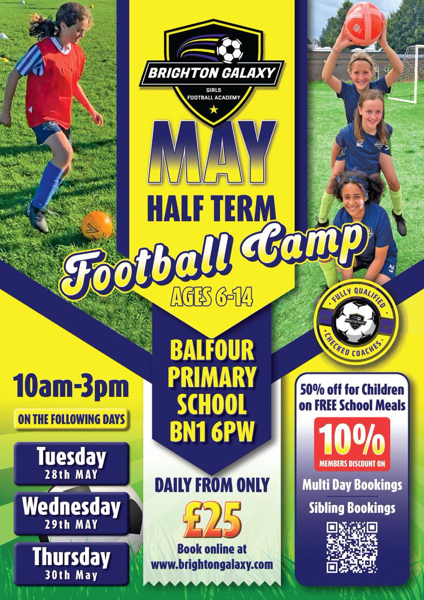 ⚽️ 1 WEEK TO GO ⚽️ Our girls May Half Term camp kicks off next Tuesday, Wednesday & Thursday! All welcome and Galaxy players / returning players receive a 10% discount. Book online at app.joinin.online/#/app/joinin/o… We hope to see you there!! ⚽️💫 #girlsfootball