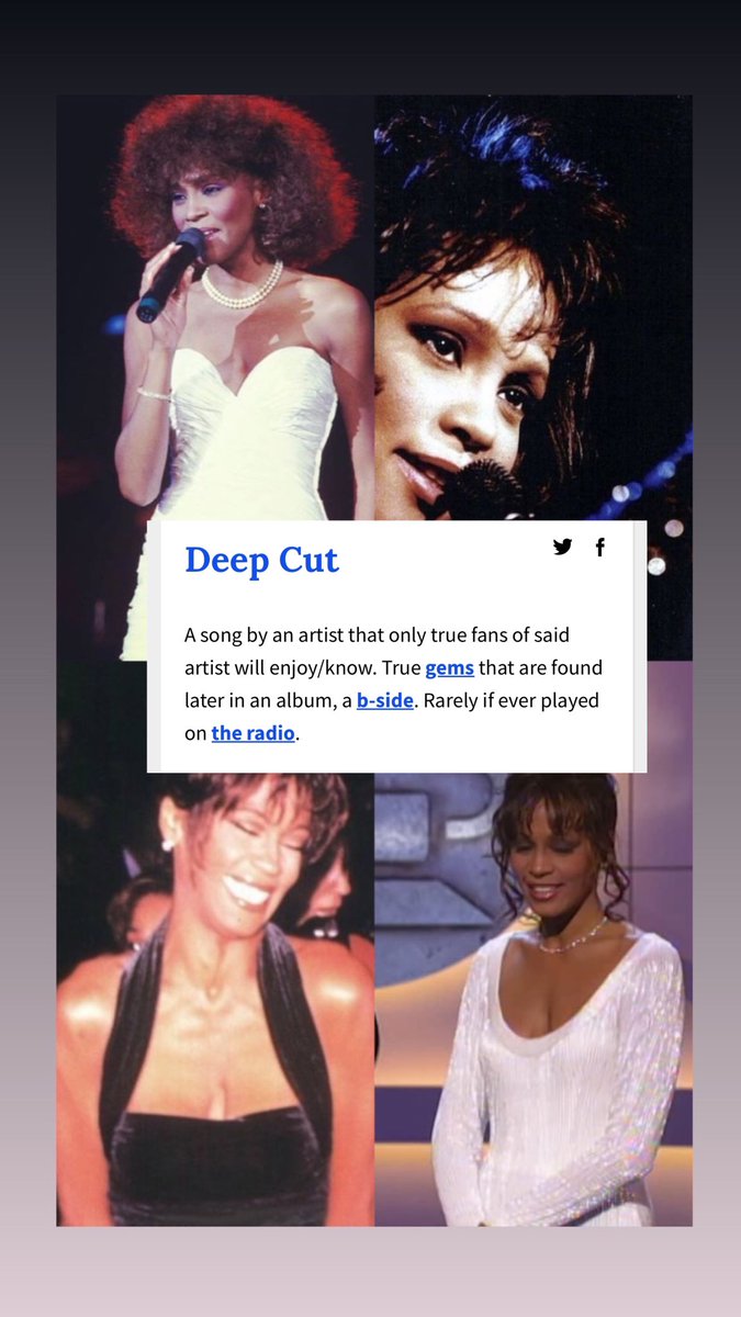 What’s your Whitney Houston deep cut? 💜 mines is: Dancin On The Smooth Edge