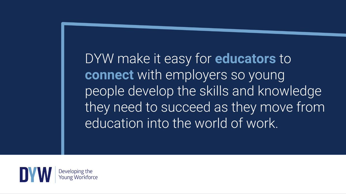 Support young people to develop the skills needed for work through DYW national programmes and packaged activities. 

DYW connects employers with education to help create a sustainable future workforce. 

Learn more: dyw.scot #ConnectingEmployers #DYWScot