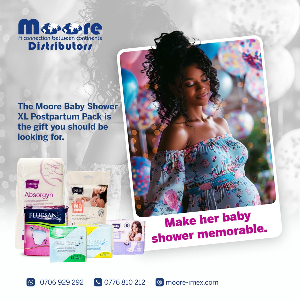 Planning a baby shower?  
Make it truly special with the Moore Baby Shower XL Postpartum Pack! This thoughtful gift provides all the essentials a new mom needs to feel comfortable and supported after delivery.

#MooreDistributors #MooreForMoms #BabyShowerGifts