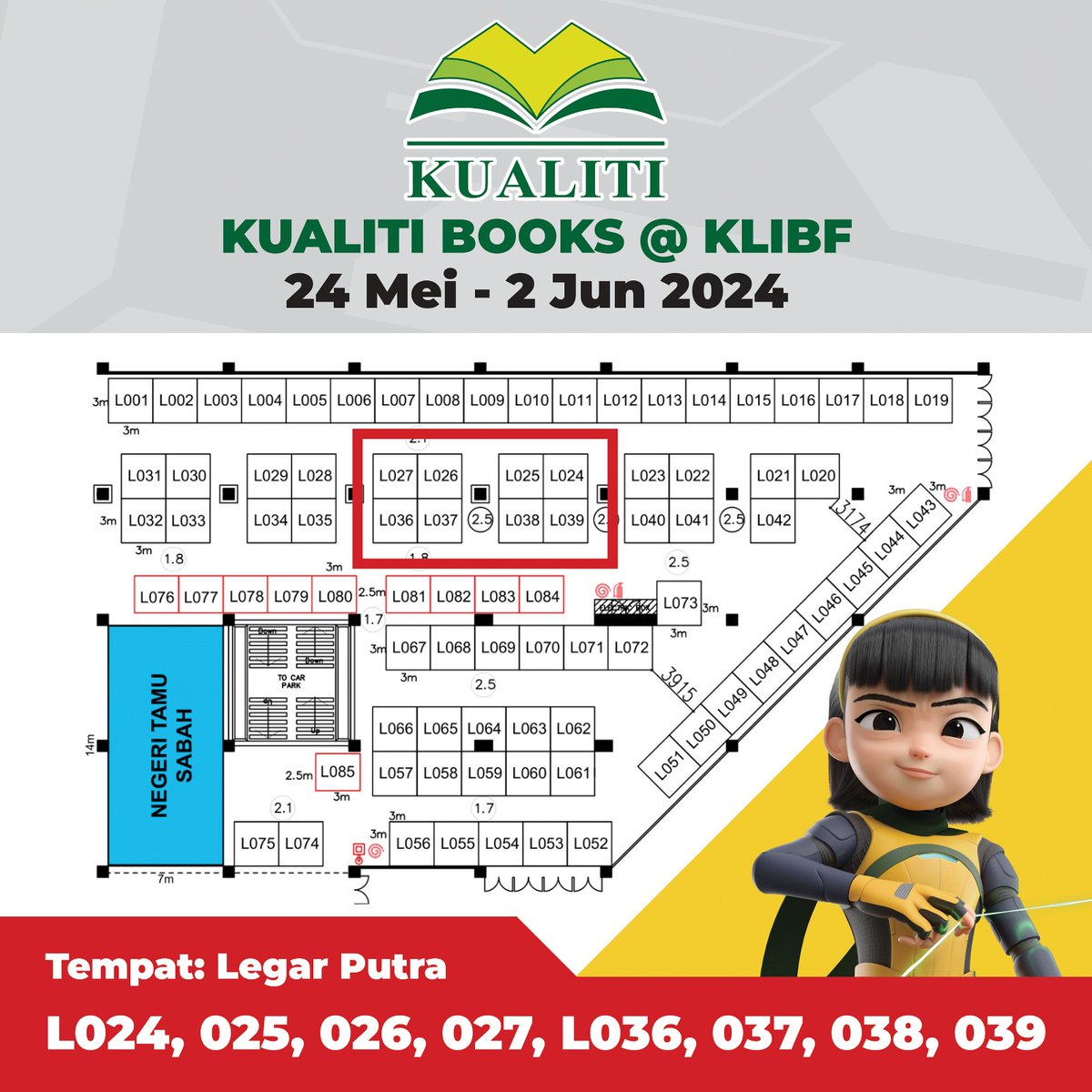 Sertai Kualiti Books di Pesta Buku Antarabangsa Kuala Lumpur 2024 dan dapatkan edisi komik terbaharu Ejen Ali! 📆24/5 - 2/6 📍World Trade Centre, Kuala Lumpur ⏰10 pagi- 10 malam ➡ Aras 2, Booth 024-027,036-039, Legar Putra WTC Bertindak Segera! #EjenAli #PBAKL2024 #KLIBF2024