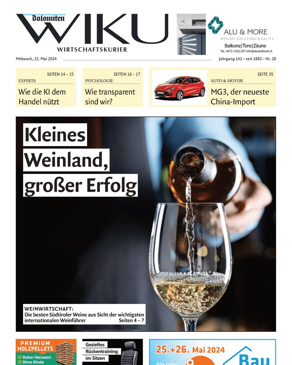 Heute im #WIKU: Die besten Südtiroler Weine 🍷

👉 Hier geht's zum digitalen Wiku: abo.athesiamedien.com/epaper/publica…

#wirtschaft #südtirol #wirtschaftskurier #reinschauenlohntsich