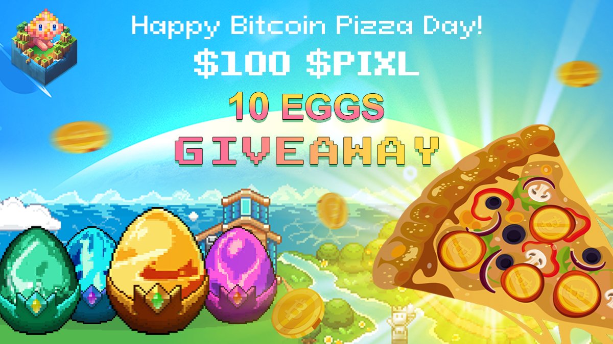 🍕Pixel Island Bitcoin Pizza Festival Giveaway🌟 To celebrate this festival, we will select 20 lucky winners. 🎁Prizes: $100 $PIXL for 10 winners 10 rare eggs for 10 winners To enter: 👇 1️⃣ Follow @Pixel_islands 2️⃣ Like + RT + tag 3 friends 3️⃣ Join Discord: