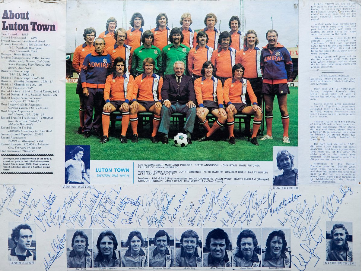 Wonderful signed squad montage from the 1974/1975 top-flight campaign. This is part of the Hatters' Heritage online museum collection, which we'll be expanding over the next few months.