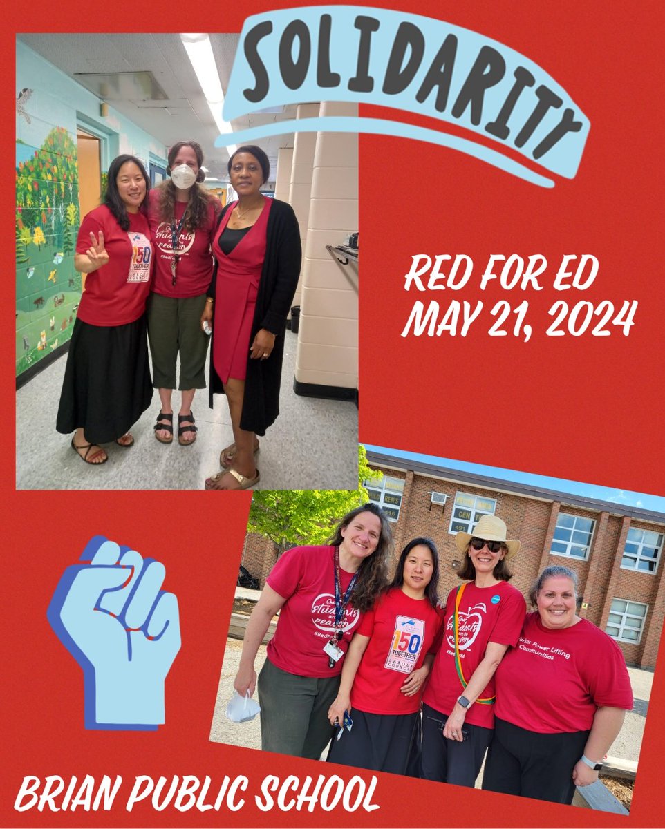 @tdsb Brian Public School is rocking their #redfored during negotiations yesterday! ✊🏽✊🏽✊🏽 This is what #unity looks like. #onted #onlab @ElemTeachersTO