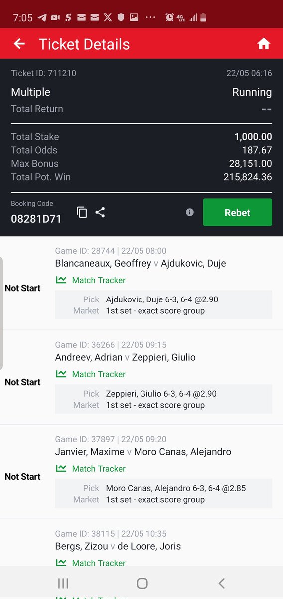 SMALL STAKE, GRAND AUDIT Tennis 1st set exact score group 6.5k Odds 600 win 5M 27B5751F 200 Odds Edit 08281D71 @5btc_ @officials_dc @Corrosivetips @UC_TIPS @LouieDi13 @Rainespanthera @Ekitipikin @BasketballProfe Stake Responsibly ✅