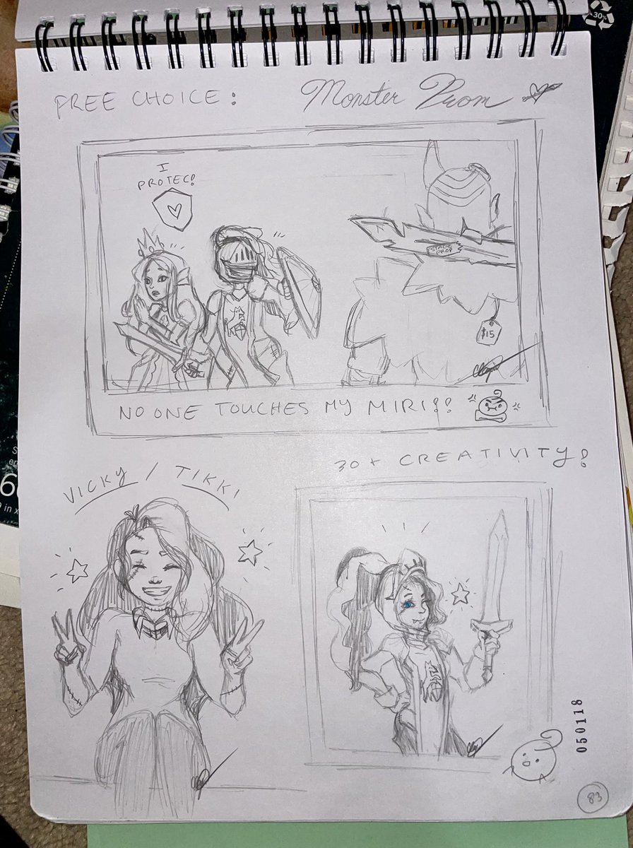 Cattachix's tweet image. Was looking through some old art for a collab and found this, my first ever mon prom fanart from 2018! :”) I drew a lil doodle of the MCs + Juan from memory yesterday! My style barely changed lol but I know my love for this game is forever haha! 👻#monsterprom #monsterpromfanart