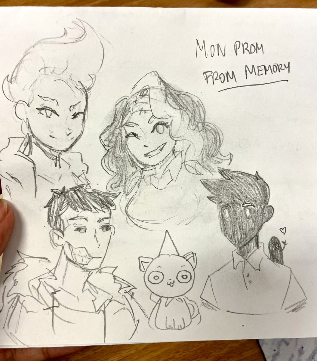 Cattachix's tweet image. Was looking through some old art for a collab and found this, my first ever mon prom fanart from 2018! :”) I drew a lil doodle of the MCs + Juan from memory yesterday! My style barely changed lol but I know my love for this game is forever haha! 👻#monsterprom #monsterpromfanart