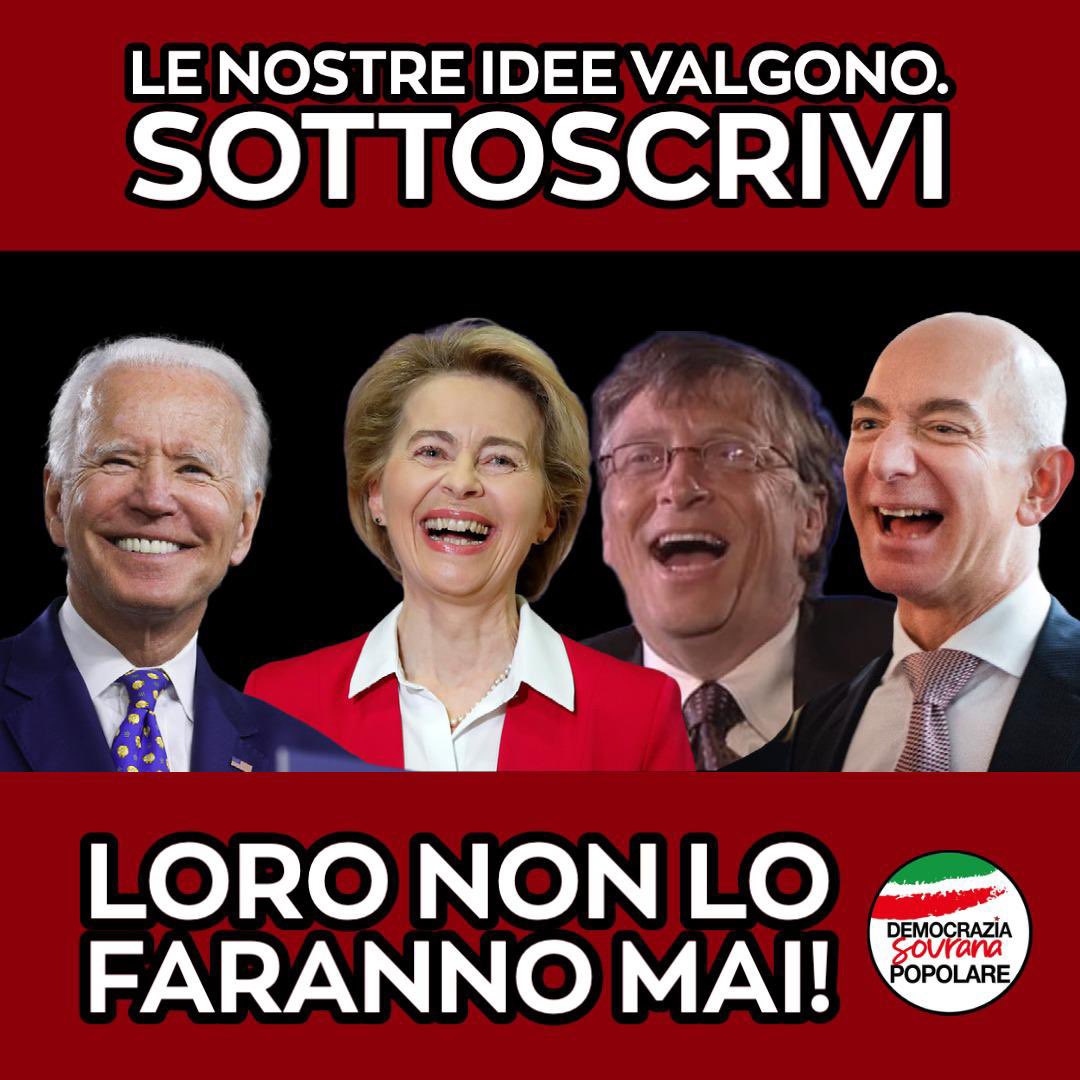 SOTTOSCRIVI. Puoi fare una donazione a Democrazia Sovrana Popolare tramite carta di credito o Paypal compilando il modulo qui di seguito, oppure puoi fare un bonifico intestandolo a Democrazia Sovrana Popolare al seguente IBAN IT17A0895121900000000365012 democraziasovranapopolare.online/sottoscrivi/