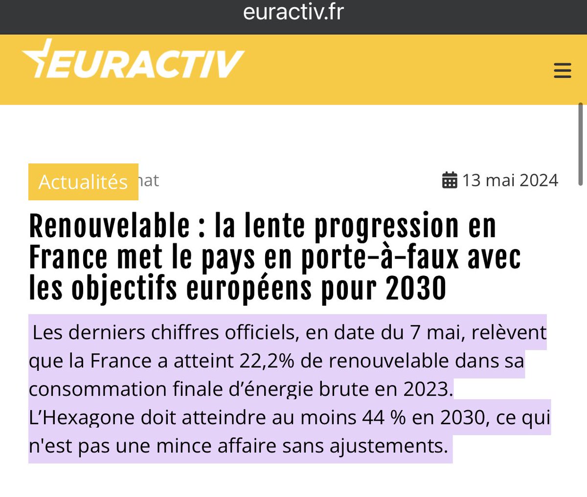 @FabienBougle Quand tu penses que la France doit doubler la part des énergies renouvelables pour atteindre 44% en 2030 !