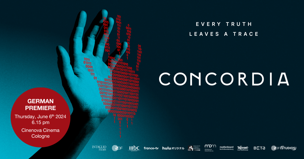 🤖​ On June 6th at 6:15 p.m., join us at the Cinenova in Cologne for the German premiere of Concordia! Prepare to enter an utopian world powered by AI! J. Find out more: tinyurl.com/ypysyd8e #ZDF #ZDFStudios #IntaglioFilms #BetaFilm