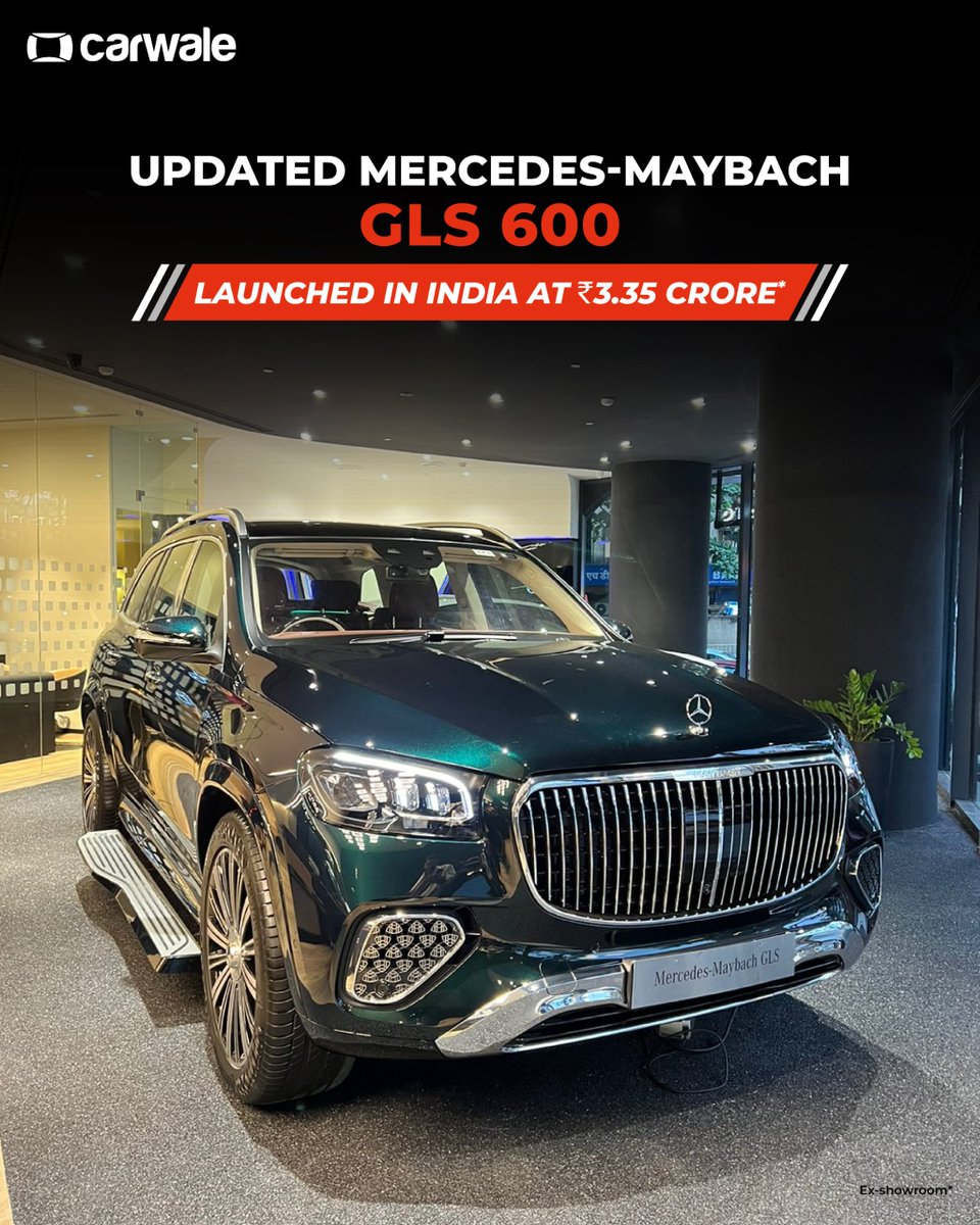 CarWale's tweet image. Mercedes-Benz has launched 2 new cars!
Updated Mercedes-Maybach GLS 600 4MATIC
🔷Powered by 4.0-litre V8 petrol engine
🔷Latest MBUX for infotainment
Mercedes-AMG S 63 E Performance
🔶Tweaked 4.0-litre V8 powertrain
🔶0-100kmph: 3.3 seconds
🔶Pure electric range of 33km
#cwlaunch