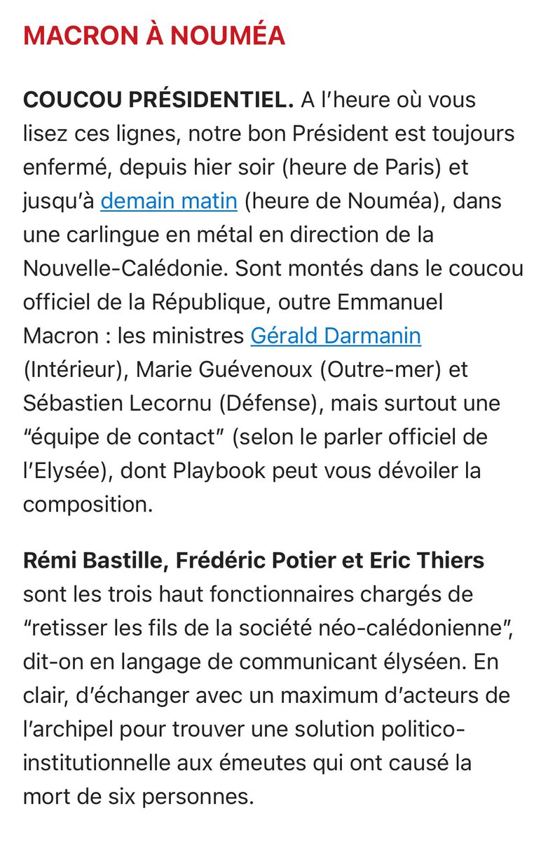 La pêche et les supers infos de @Sarah_Paillou ce matin dans Playbook 👇🏻 Pour s’abonner c’est par ici et c’est toujours gratuit politico.eu/playbook-paris/