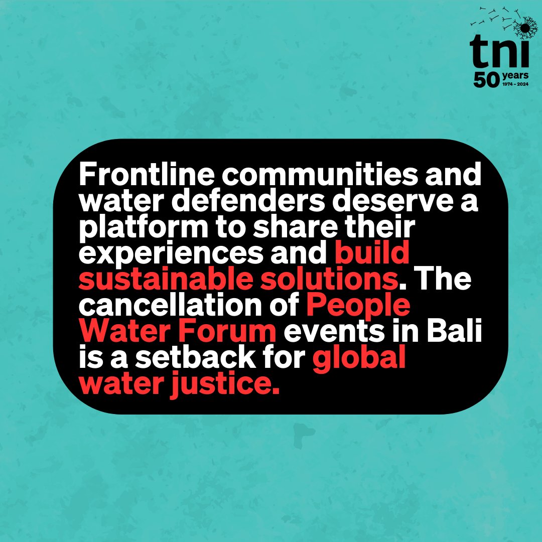 The People’s Water Forum is a crucial coordinating platform for water justice movements around the world. Read their statement on the recent repressions happening in Bali: thepeopleswaterforum.org/2024/05/20/peo…