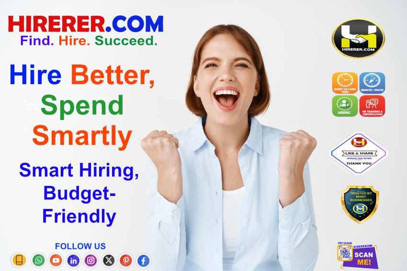 HIRERER.COM, HR Excellence, Bridging Talent Gaps

visit intro.hirerer.com to know more

#GrowTogether #AffordableHiring #SMBsolutions #BusinessGrowth #HiringSupport #rentahr #outofjob #Hirerer #SmartlyHiring #iHRAssist #SmartlyHR