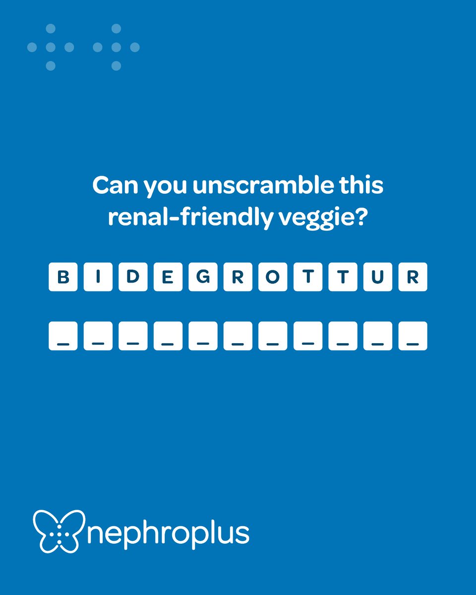 Unscramble the word! Here’s a hint: It’s an extremely nutrient-rich vegetable, low in potassium but high in fibre making it perfect for dialysis guests! So, which veggie is this? Comment your answers & tag your friends to join the challenge! #NephroPlus #challenge #diet #health