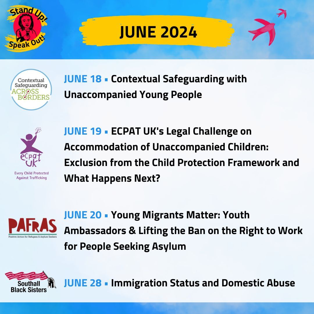 NEW SEMINARS 💥 Don't miss these 8 @firmcharter Stand Up! Speak Out! sessions in June, including some new ones. 🤲 Each FREE, ONLINE seminar is designed to equip public sector workers with knowledge & tools to act in solidarity with migrants & refugees. actionnetwork.org/event_campaign…