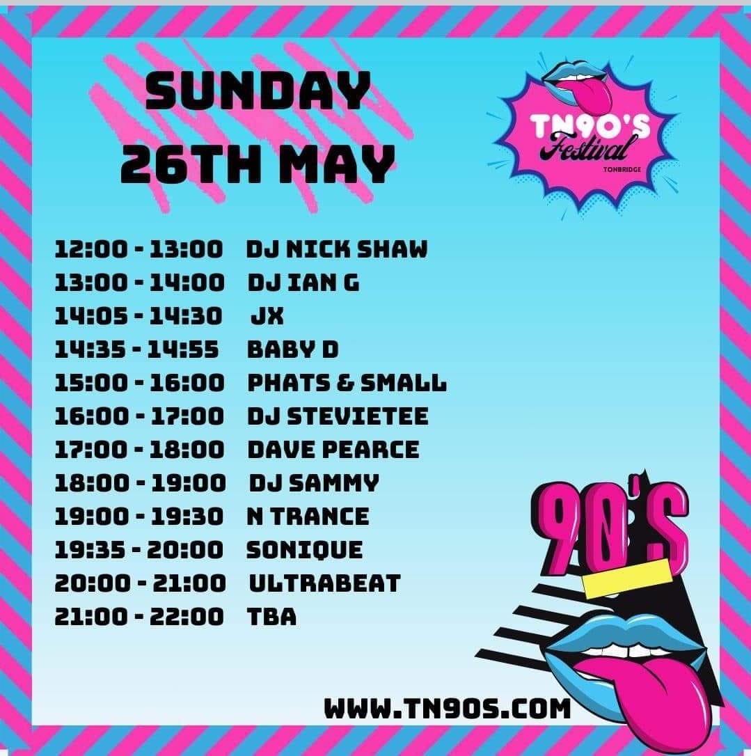 This Sunday #Tonbridge looking forward to playing T90s Festival alongside these legends - set time 5pm more info at davepearce.co.uk DJ dates section x
